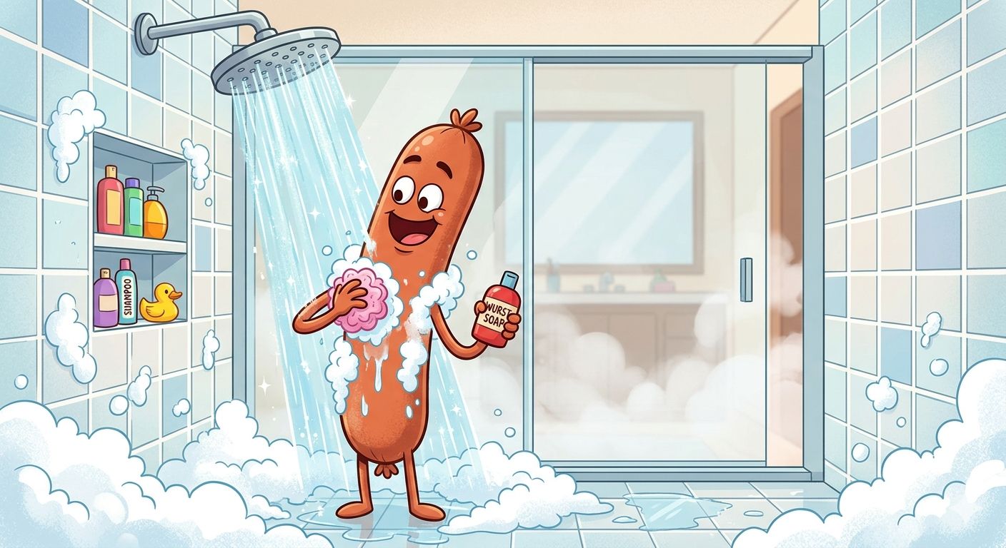 Cârnăcior vesel la duș